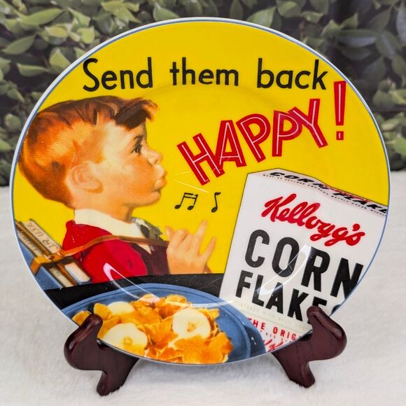Vintage Kellogg's 100th Anniversary Corn Flakes Plate - "Send Them Back Happy" - Picture 6 of 7